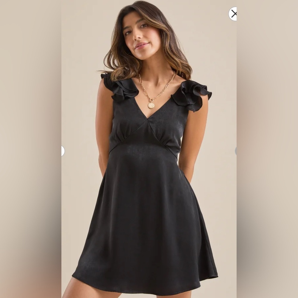 Altar'd State Black Ruffle Sleeve Dress
